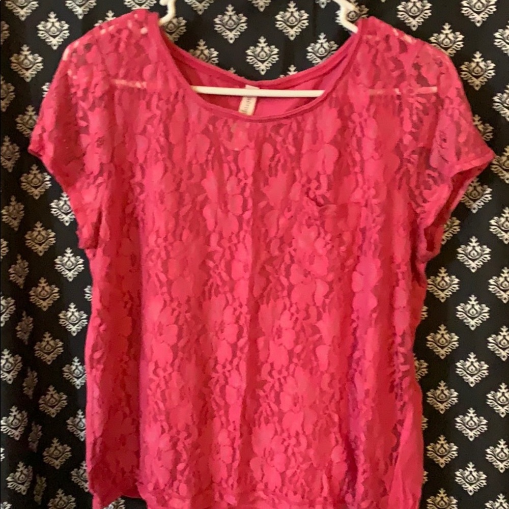 Lace front tee.